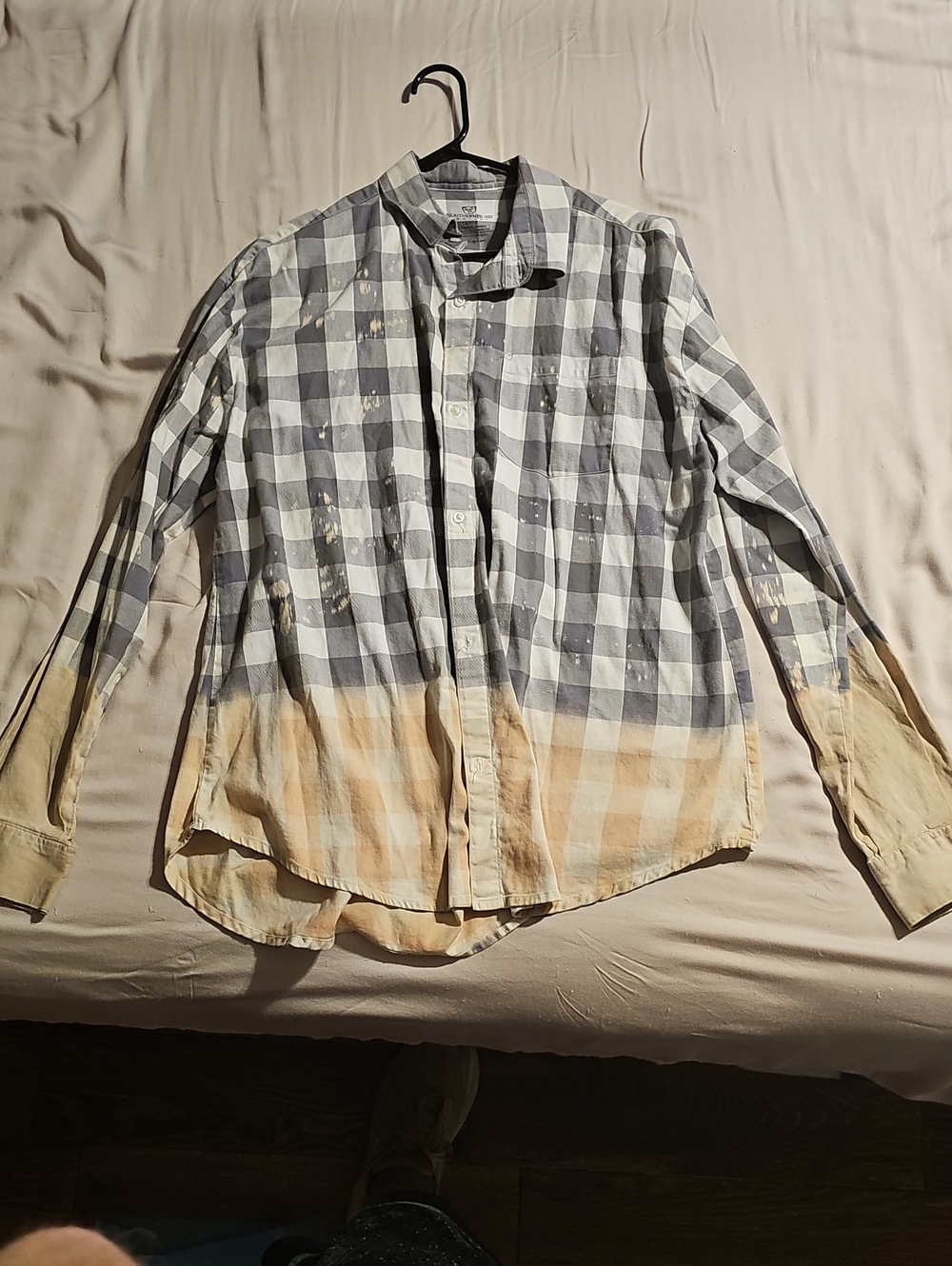 Womens Gray and Cream Plaid Button-Down Shirt